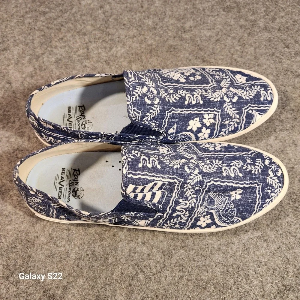 Reyn Spooner Shoes Mens Size 12 Blue White Baja Slip On Lahaina Sailor Hawaiian
